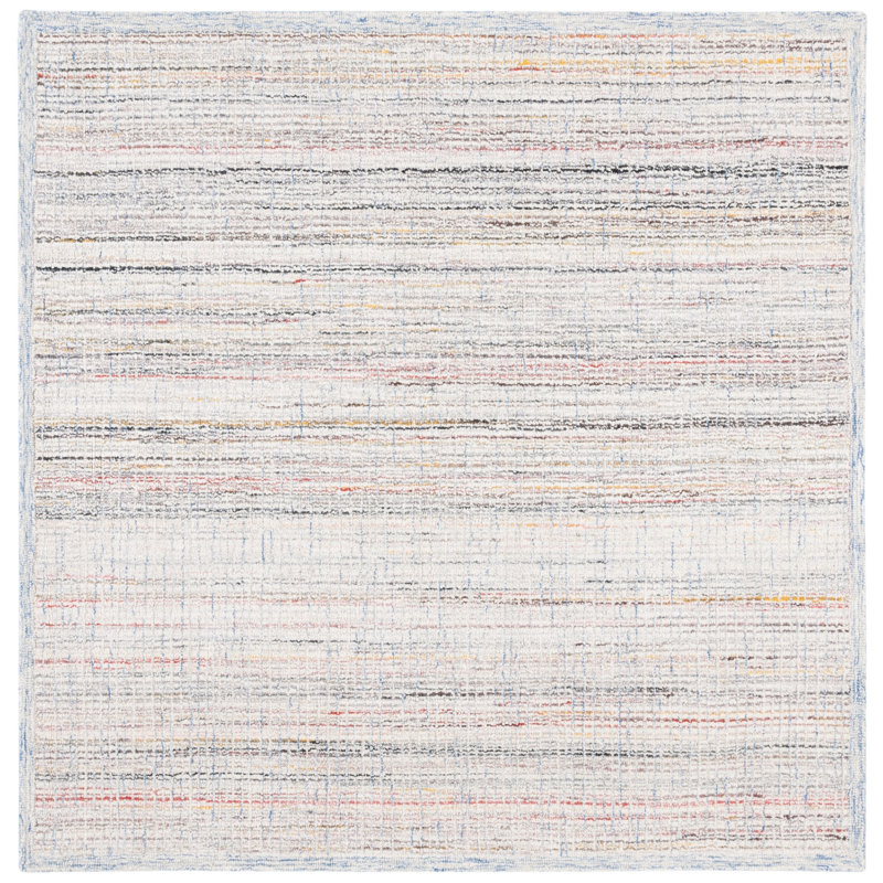 Tapis abstrait rouge / ivoire 475, Carré 6 pi