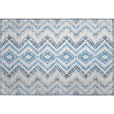 Premium Machine Washable Prisco Blue Rug