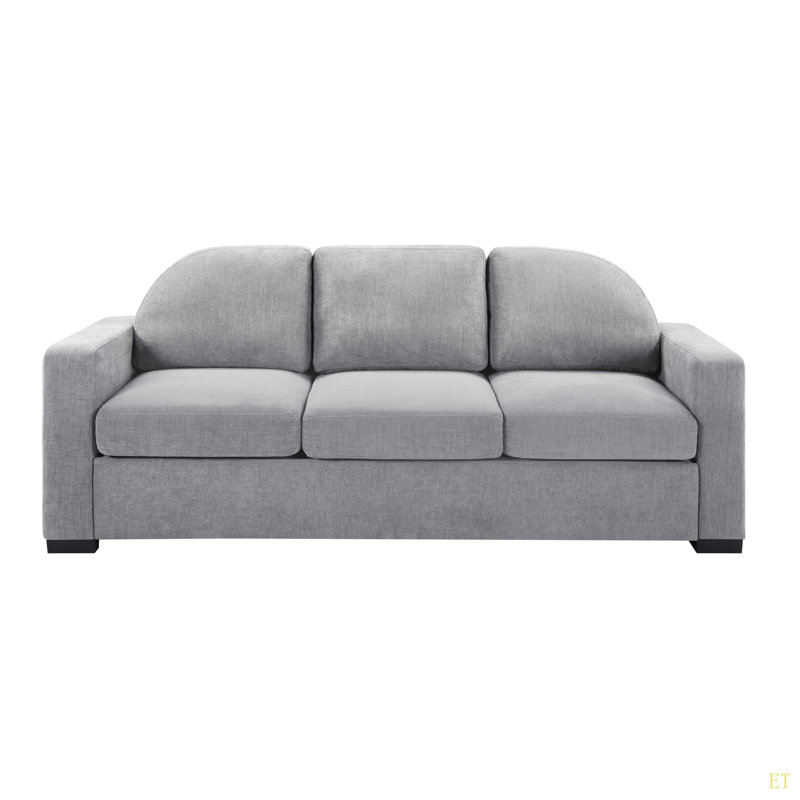 Modern 3-Seater Sofa 84.7" Sofa Couch  Upholstered Sofa With Curved Backrest For Living Room Or Small Space, Gris