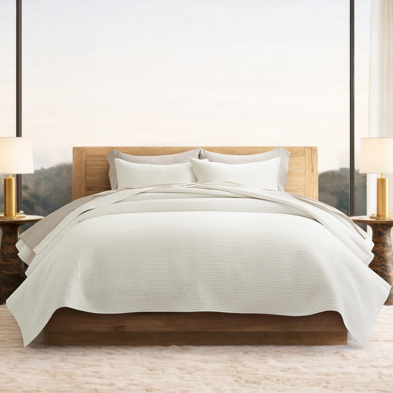 100% Cotton Sateen Quilt Set - Lightweight Breathable Coverlet With Pick-Stitch Design, Reversible & Pre-Washed For All-Season Comfort