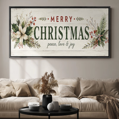 Très grande affiche de vacances de Noël avec branches de pin à feuillage persistant et impression de message festif