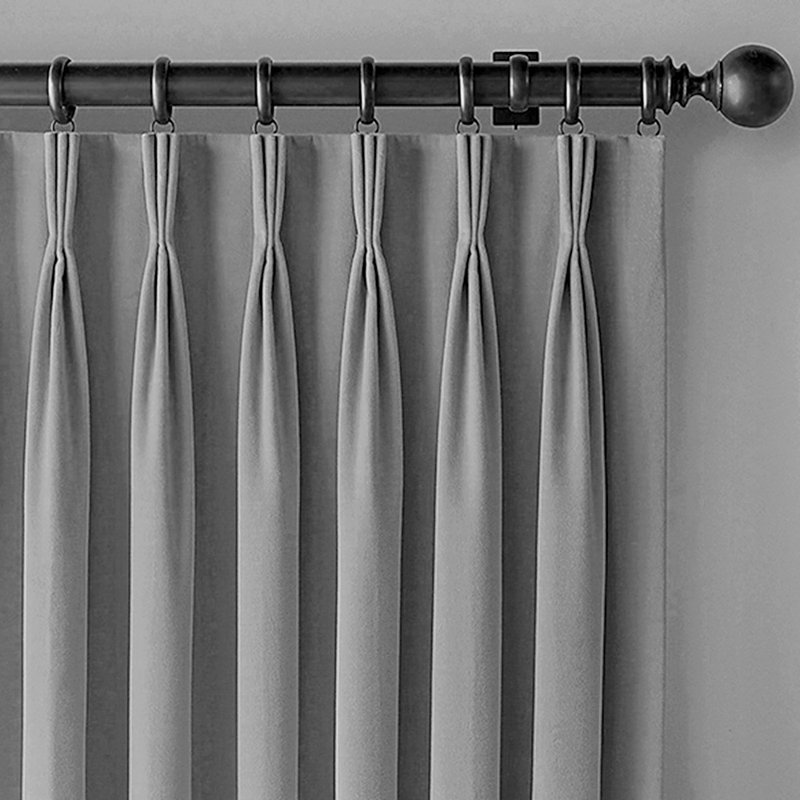 Panneau de rideaux occultant à plis pincés, L 50 po x L 106 po, gris