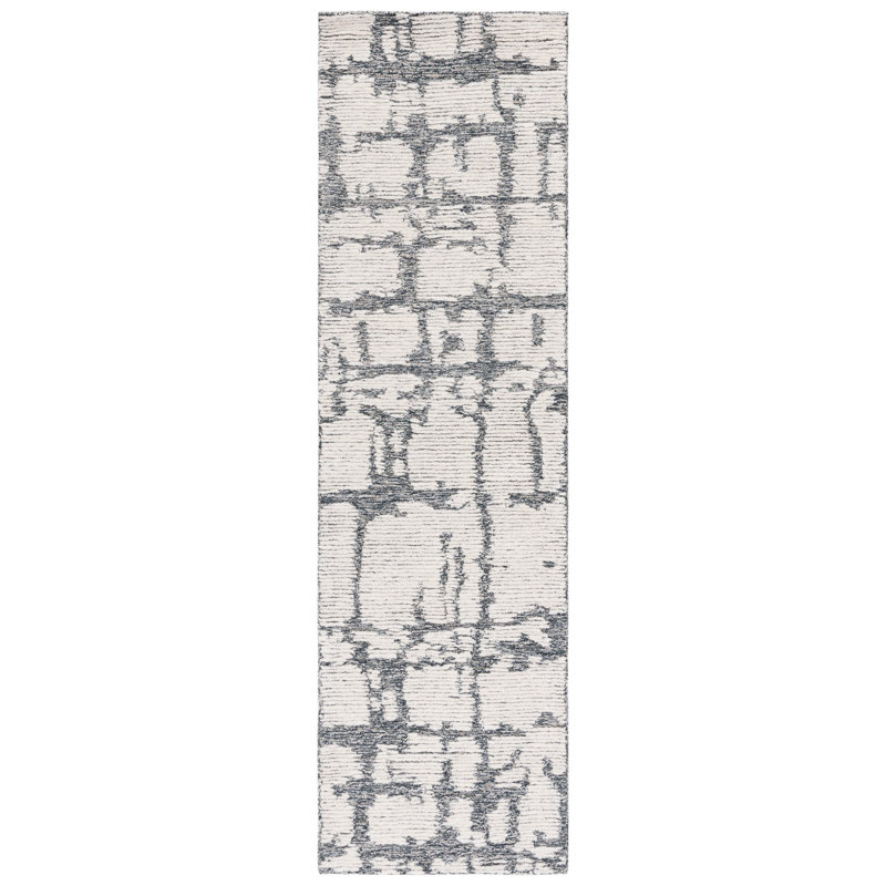Charcoal and Ivory Hand-Tufted Wool Runner Rug