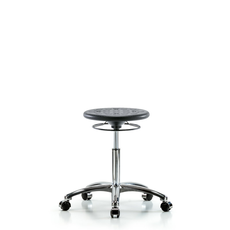 Huron Adjustable Height Ergonomic Lab Stool, Black, Casters