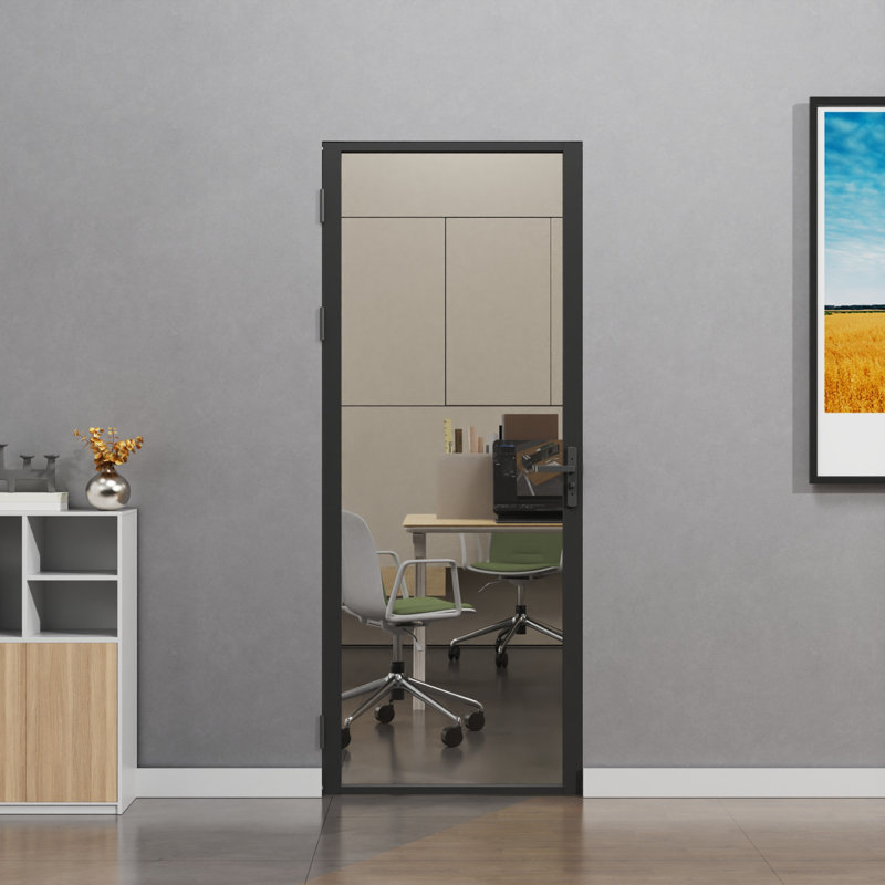 Porte intérieure vitrée Full-Lite 30" × 80", cadre en aluminium noir mat, porte à charnières pour garde-manger, 30"×80"