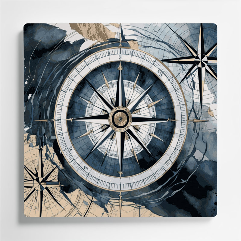 Art mural en métal bleu nautique contemporain, H 12 po x l 12 po