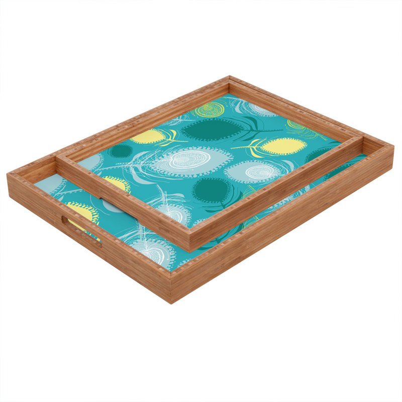 Plateau de service formes de plumes, H 1,75 po x l 18 po x P 14 po