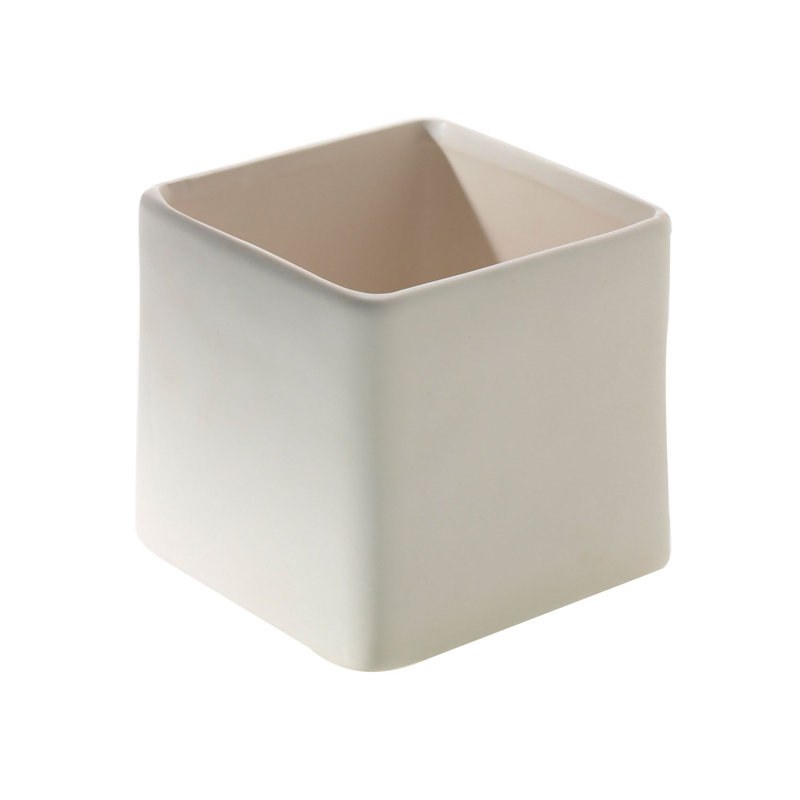 Pot à fleurs en céramique Demetria, H 4,75 po x l 4,75 po x P 4,75 po, Blanc mat