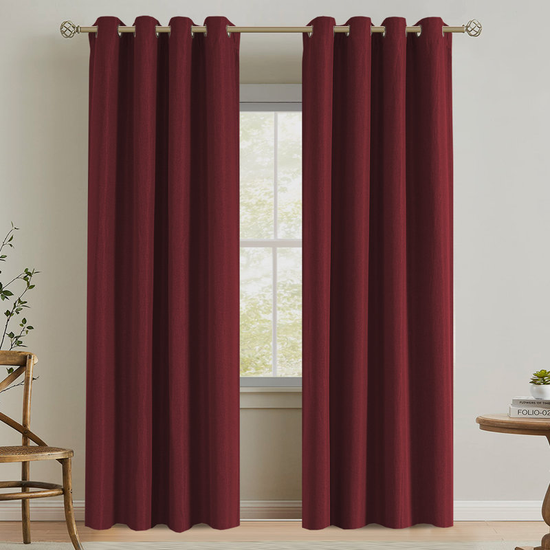 Blackout Linen Curtains 2 Panels Thick Light Blocking Curtain Thermal Insulated Window Drapes for Bedroom Rustic Farmhouse Curtains for Living Room