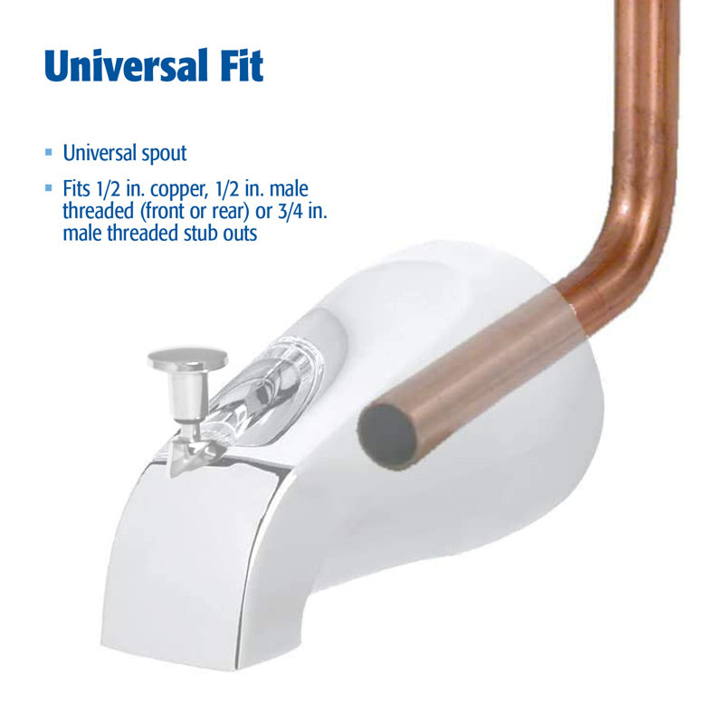Bec de baignoire mural avec inverseur Plumbpak, Chrome poli