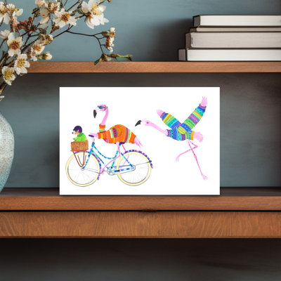 «Flamingo Adventure Modern Bird Dog», impression d'art mural