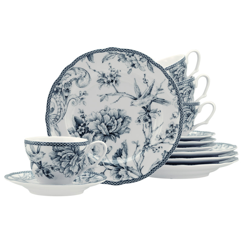 Adelaide Porcelain China Dinnerware Set Piece, Blue/​White