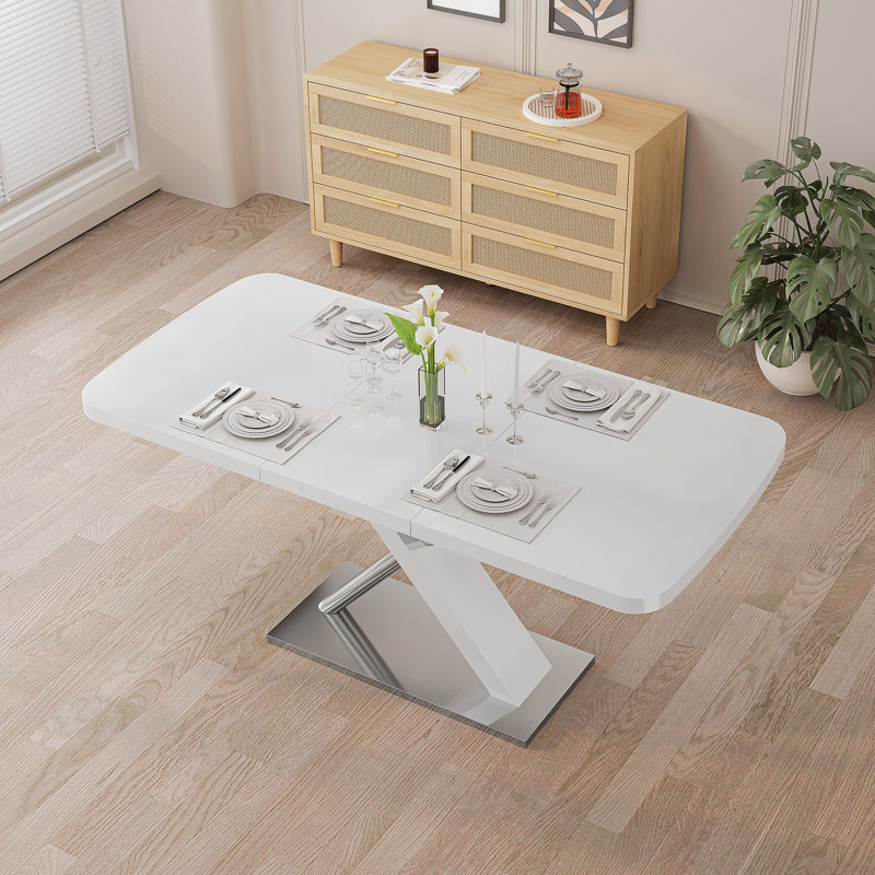 1 Piece Rectangular Dining Table Without Chair, White