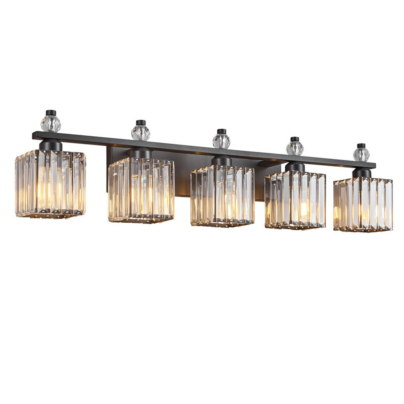 Luminaire de salle de bain Kyneisha, Sable, noir, 5 lumières