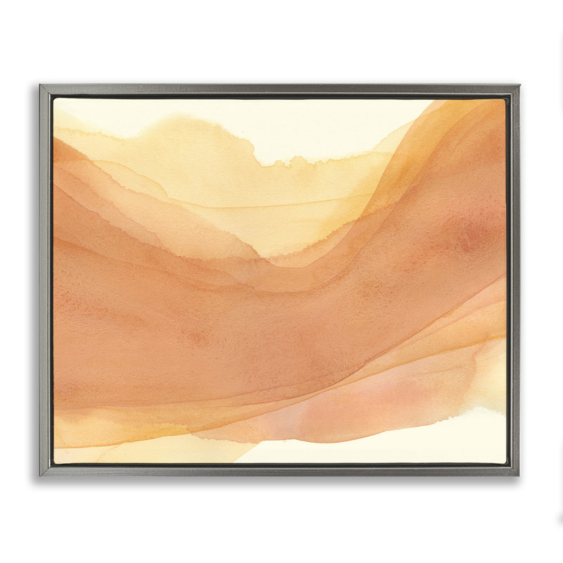 «Orange Splash Wave», art mural encadré flottant par Grace Popp, Cadre flottant gris lustré, H 25 po x l 31 po
