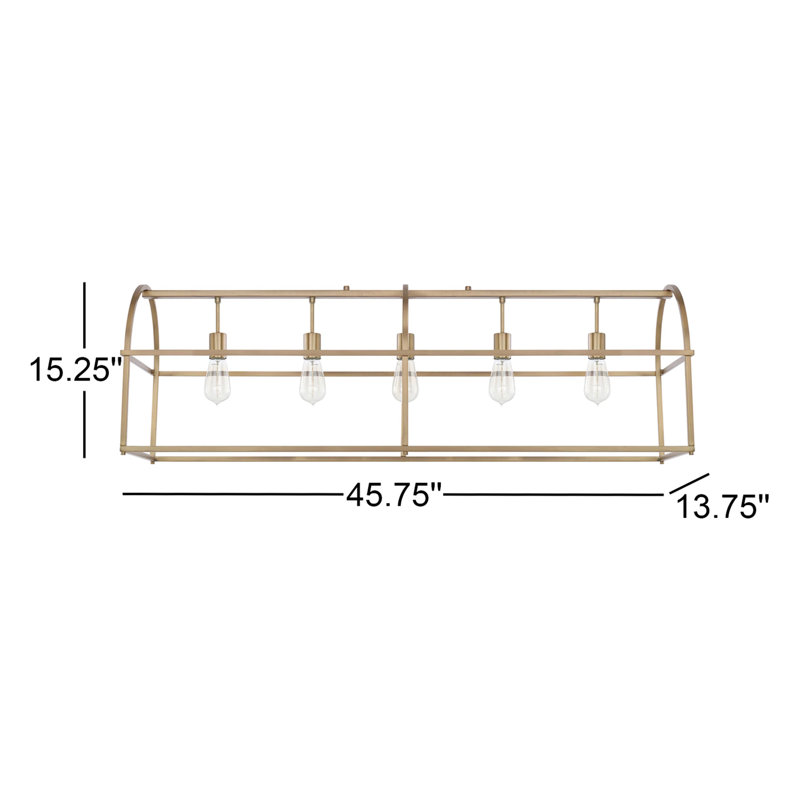 5 - Light Kitchen Island Pendant, Aged Brass