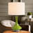 23.5" Green Ceramic Table Lamp with USB & Type-C Ports and Pre-Assembled White Linen Shade-894389606