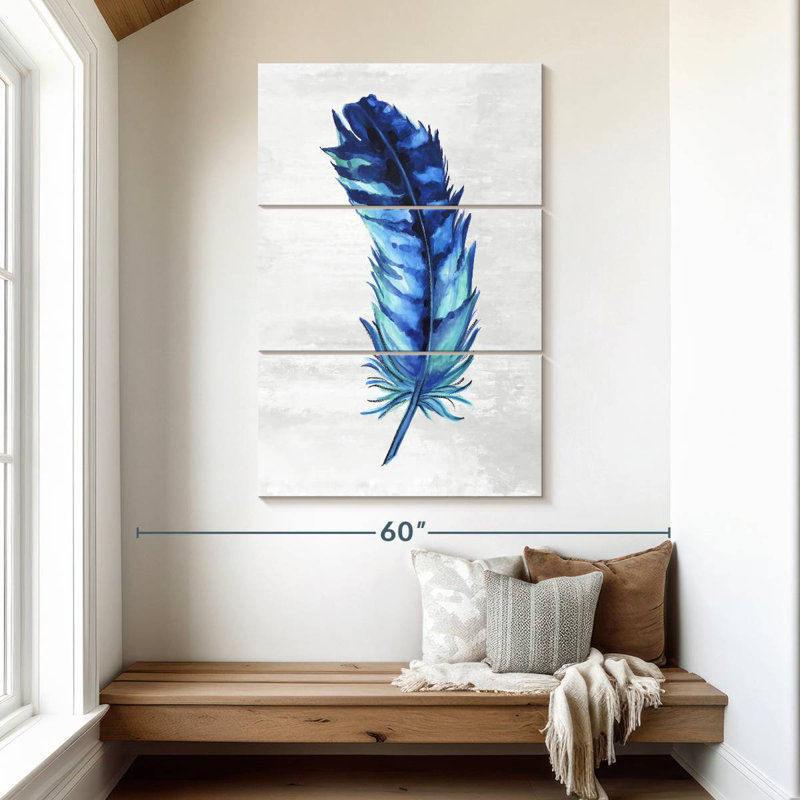 Plumes indigo Kerner I, H 50 po x l 32 po