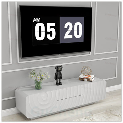 Console de télévision moderne à spirale unique avec meuble de rangement et 2 tiroirs pour le salon et la chambre à coucher