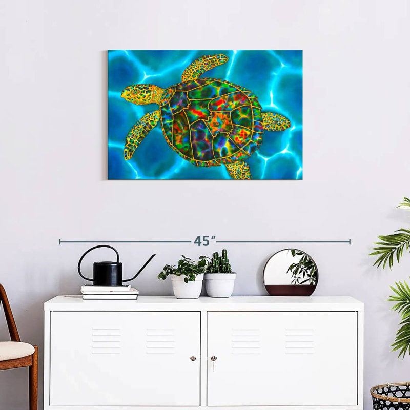 Brampt Rainbow Opal Sea Turtle, 20" H x 30" W