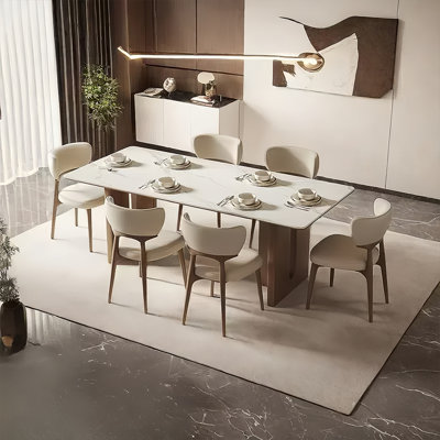 Rock plate solid wood dining table and chair set