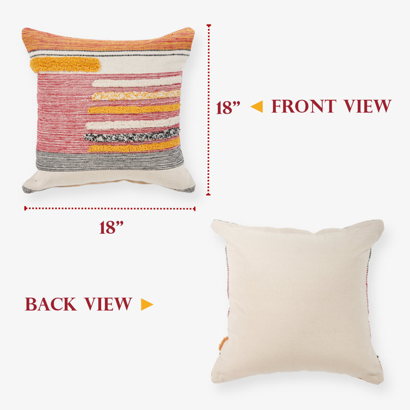 Multicolor Striped Tufted Square Throw Pillow, 18"