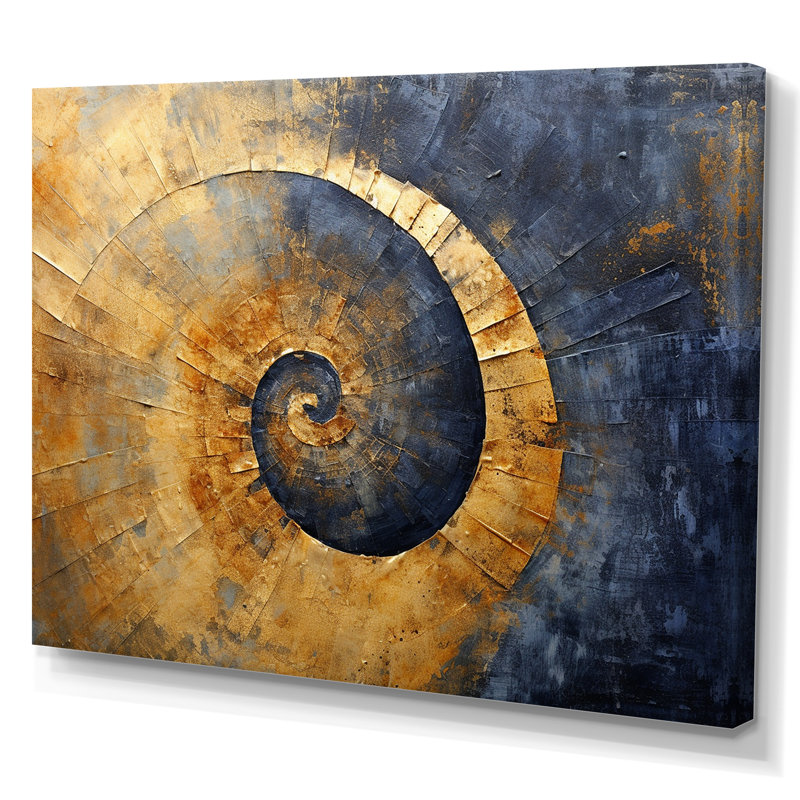 Golden Twilight Spiral II - Abstract Spirals Wall Art Prints, H 30 po x l 40 po x P 1,5 po, Toile tendue