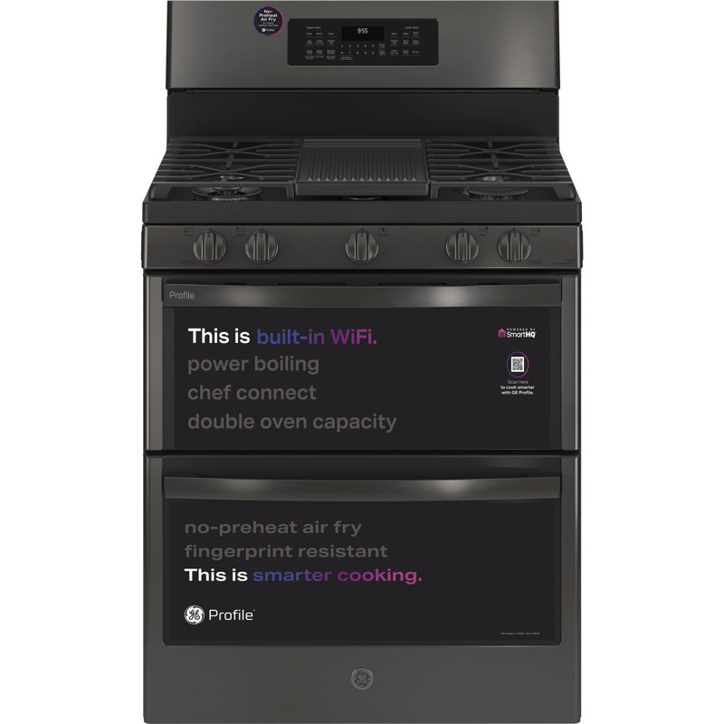 GE Profile™ 30" Sealed Burners Double Oven, Black