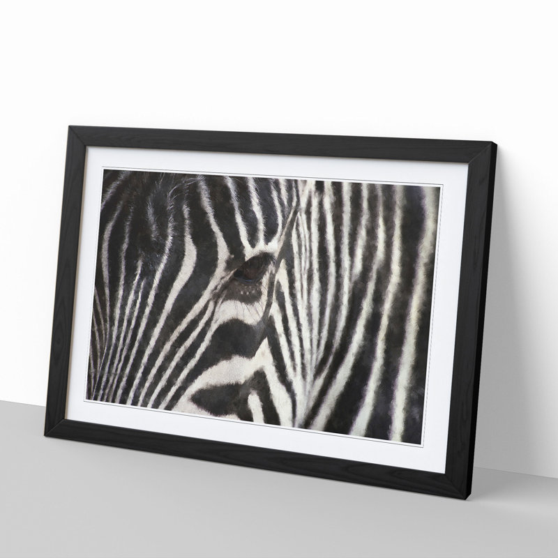 Zebra Vol.4 - Picture Frame Painting, 36cm H x 48cm W x 2cm D, Black