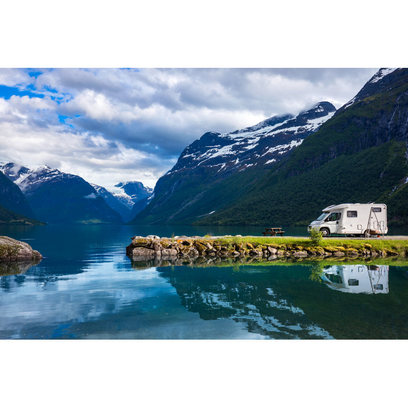 Family Vacation Travel RV, Holiday Trip In Motorhome - Wrapped Canvas Print, 30cm H x 46cm W x 3.8cm D