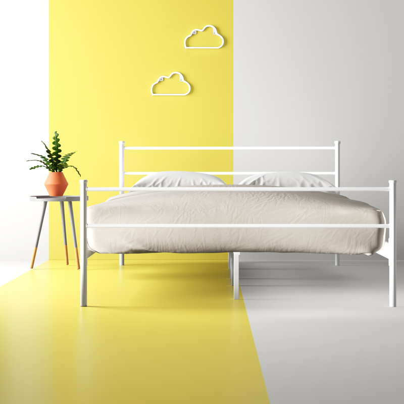Alina Platform Bed Frame, White, Queen