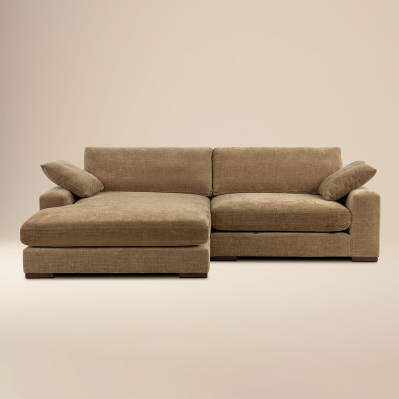 Canapé modulaire très large réversible en tissu 106 po Louvo, Brun fauve