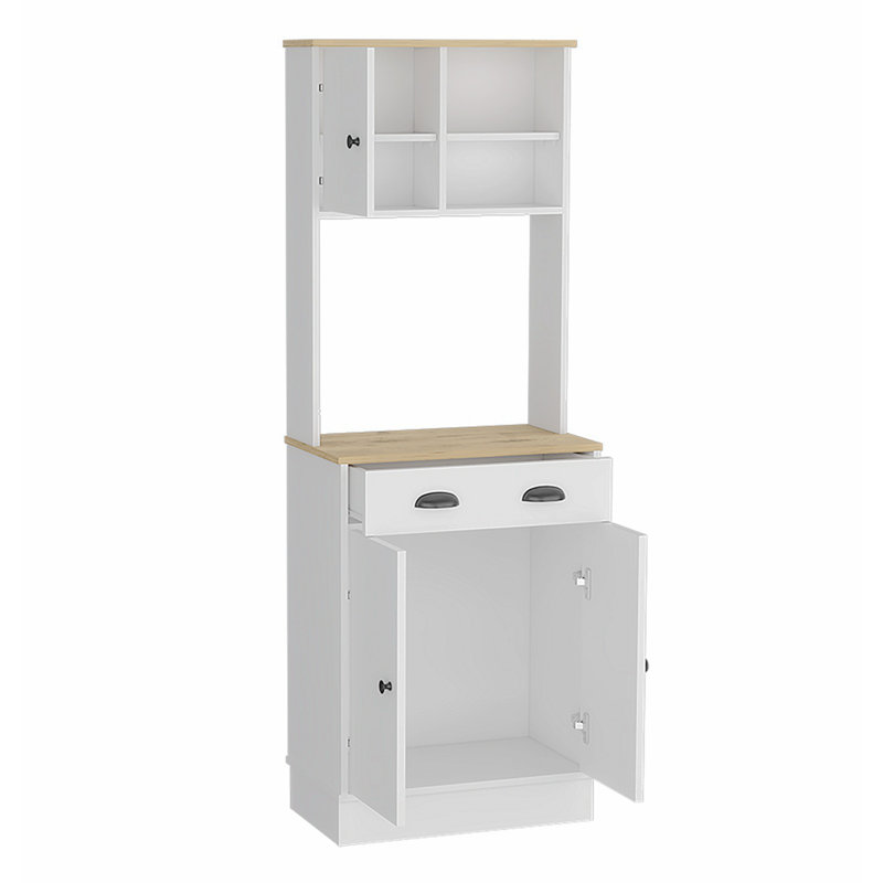 Élégant support de rangement pour micro-ondes avec 3 portes et tiroir Panayotis - H 66,85 po x l 14,09 po x P 23,93 po