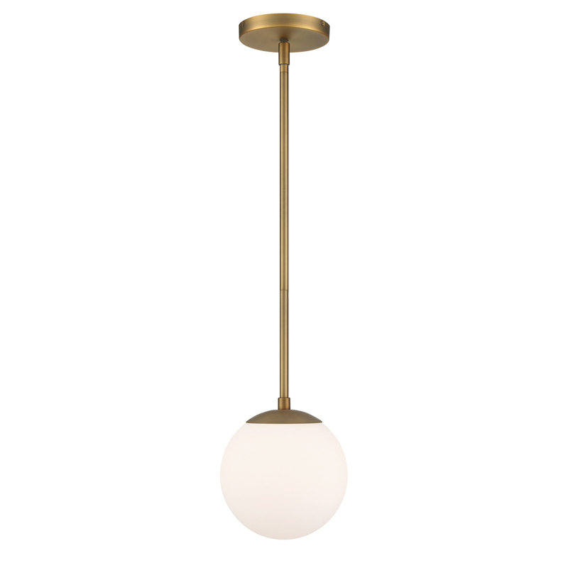 Awais 1 - Light LED Single Pendant, Aged Brass, 7.69" H x 7" W x 7" D, 3000K