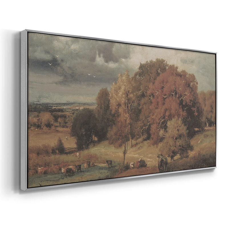 Série paysage - DCCLxxIV - Toile tendue avec châssis encadré - Prêt à être accroché, H 25 po x l 49 po, Argent argent