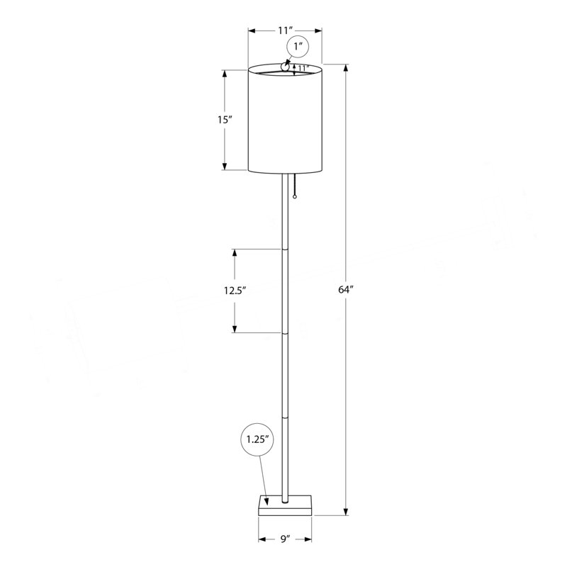 Lighting, H 62 po, laiton métallique, ivoire / abat-jour crème, contemporain