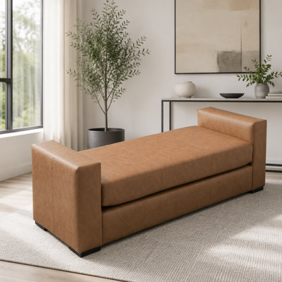 Repose-pieds durable en similicuir brun