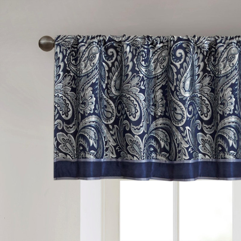 Cantonnière jacquard marine 50 x 18 po, Marine