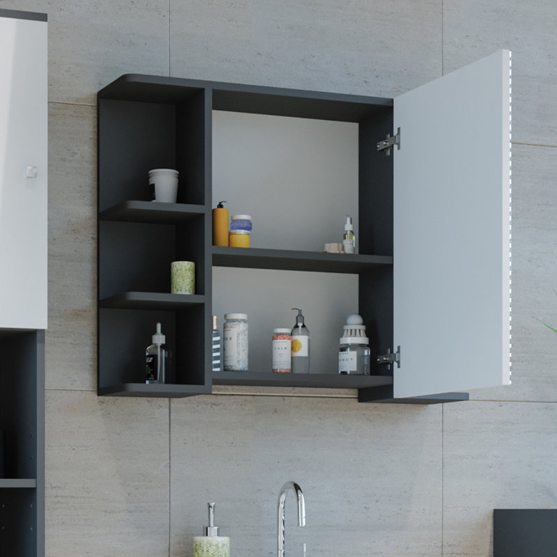 Villareal 800mm W 640mm H Surface Frameless Medicine Cabinet Mirror 9 Fixed
