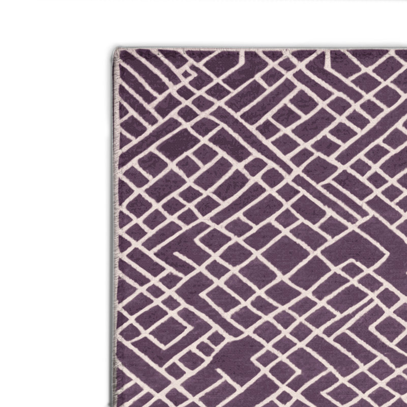 Trellis Purple Indoor and Outdoor Area Rug, Rectangle 2' x 3'