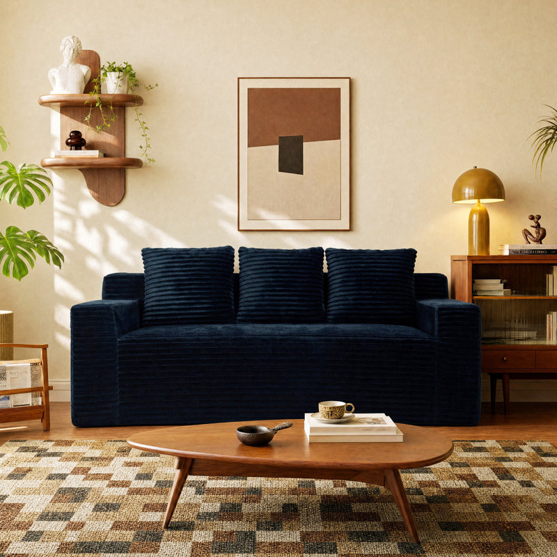 72.2'' Corduroy Sofa, Velours côtelé noir