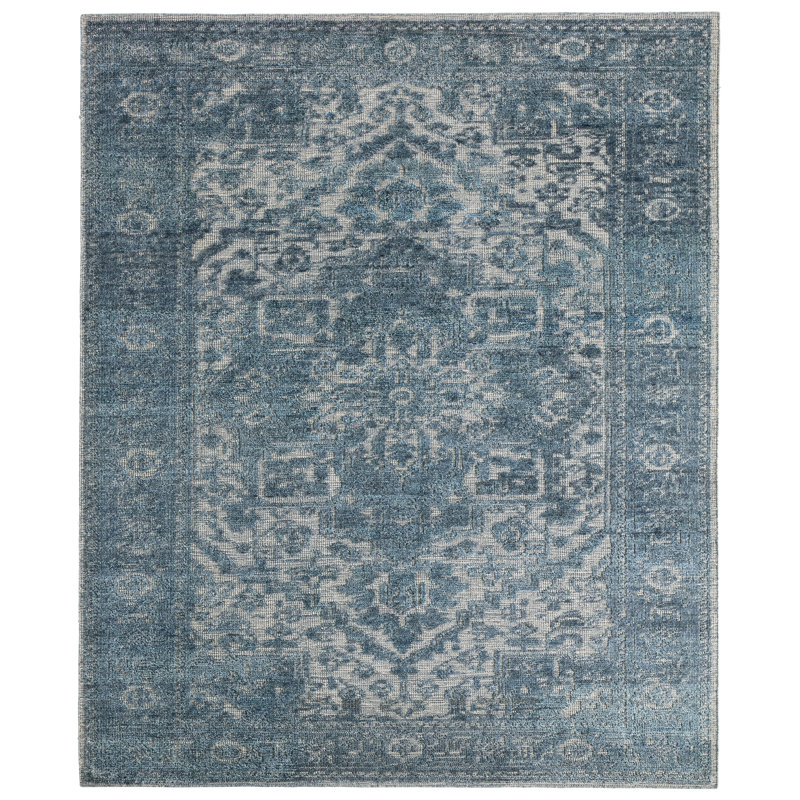 Jaipur Living Pranhita APS03 Handknot Medallion Blue Area Rug (6'X9'), Rectangle 6' x 9'