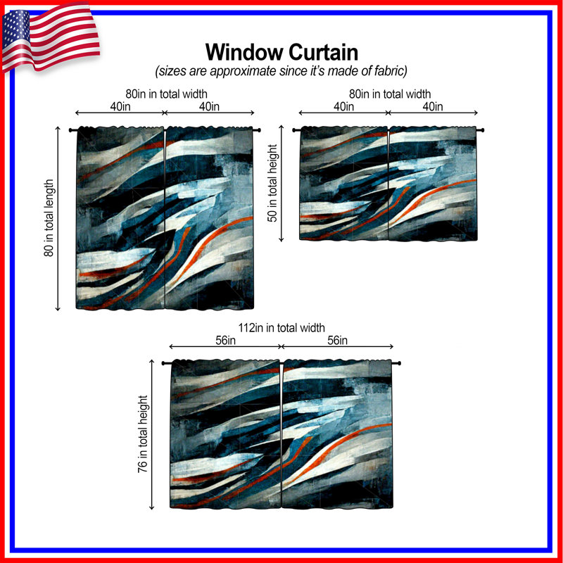 Rideaux abstraits abstraits et transparents - 2 panneaux, 20 po x 50 po - 2 panneaux, Transparent