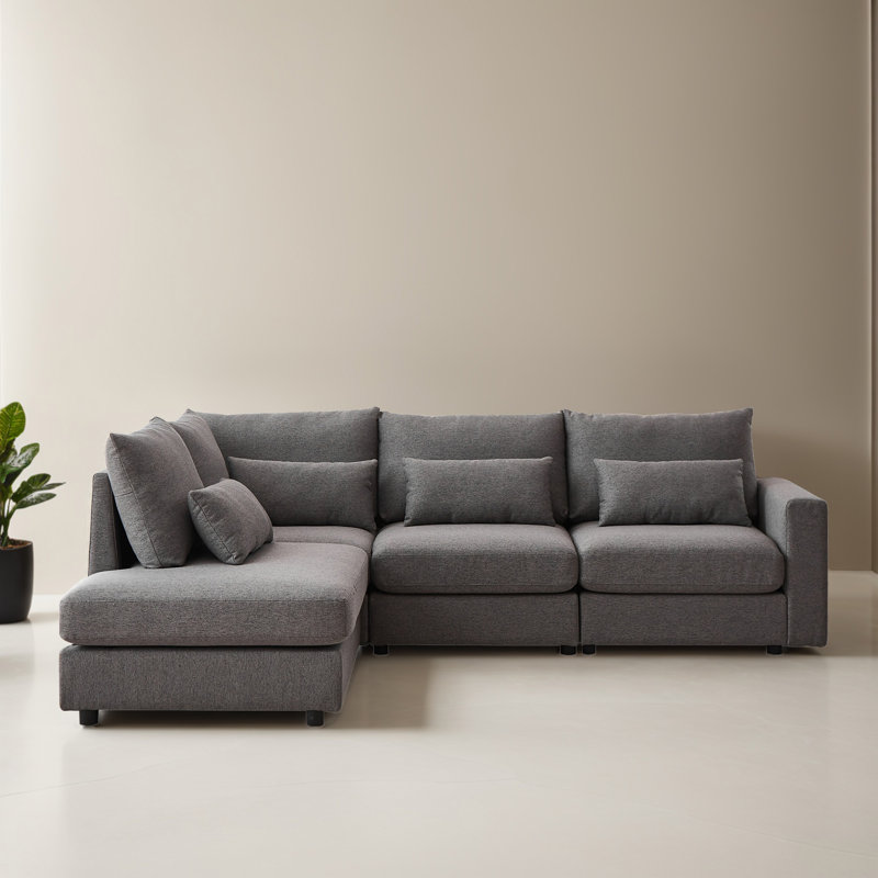 Canapé modulaire de 100,22 po faisant face à la gauche avec méridienne, Polyester gris