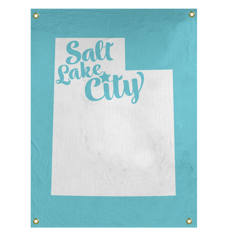 Tapisserie murale en utah salt lake city, H 36 po x l 26 po, Bleu sarcelle