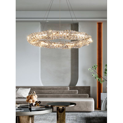 Ilus 32" Dimmable LED Ring Crystal Chandelier 3000-6000K Infinity Dimmable Lighting