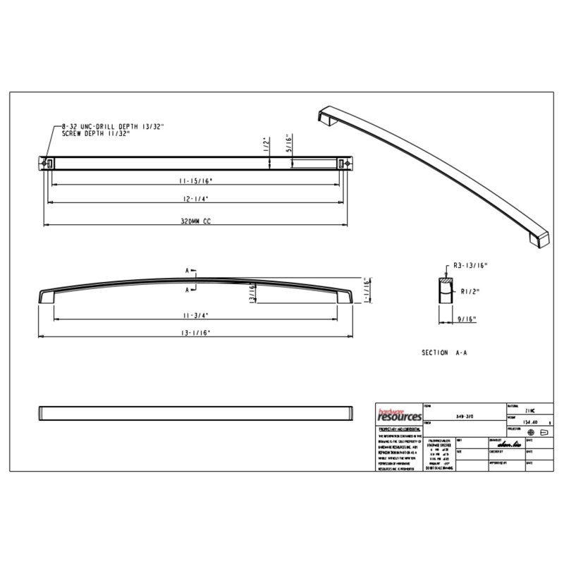 Merrick Bar Pull, 13 1/16, Satin Bronze