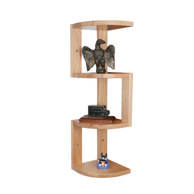 Corner Shelf, 4 Pieces, USA-Grown Solid Hickory Hardwood