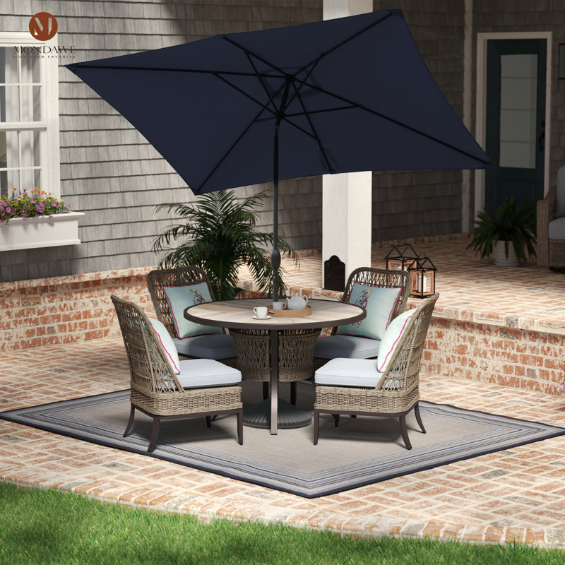 10ft Navy Blue Rectangular Aluminum Market Patio Umbrella