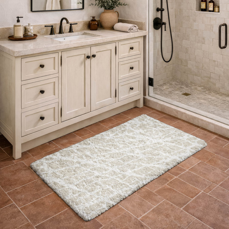 Premium Machine Washable Dream Shag ADS501 Crackle Rug, Beige, 1'8" x 2'6"
